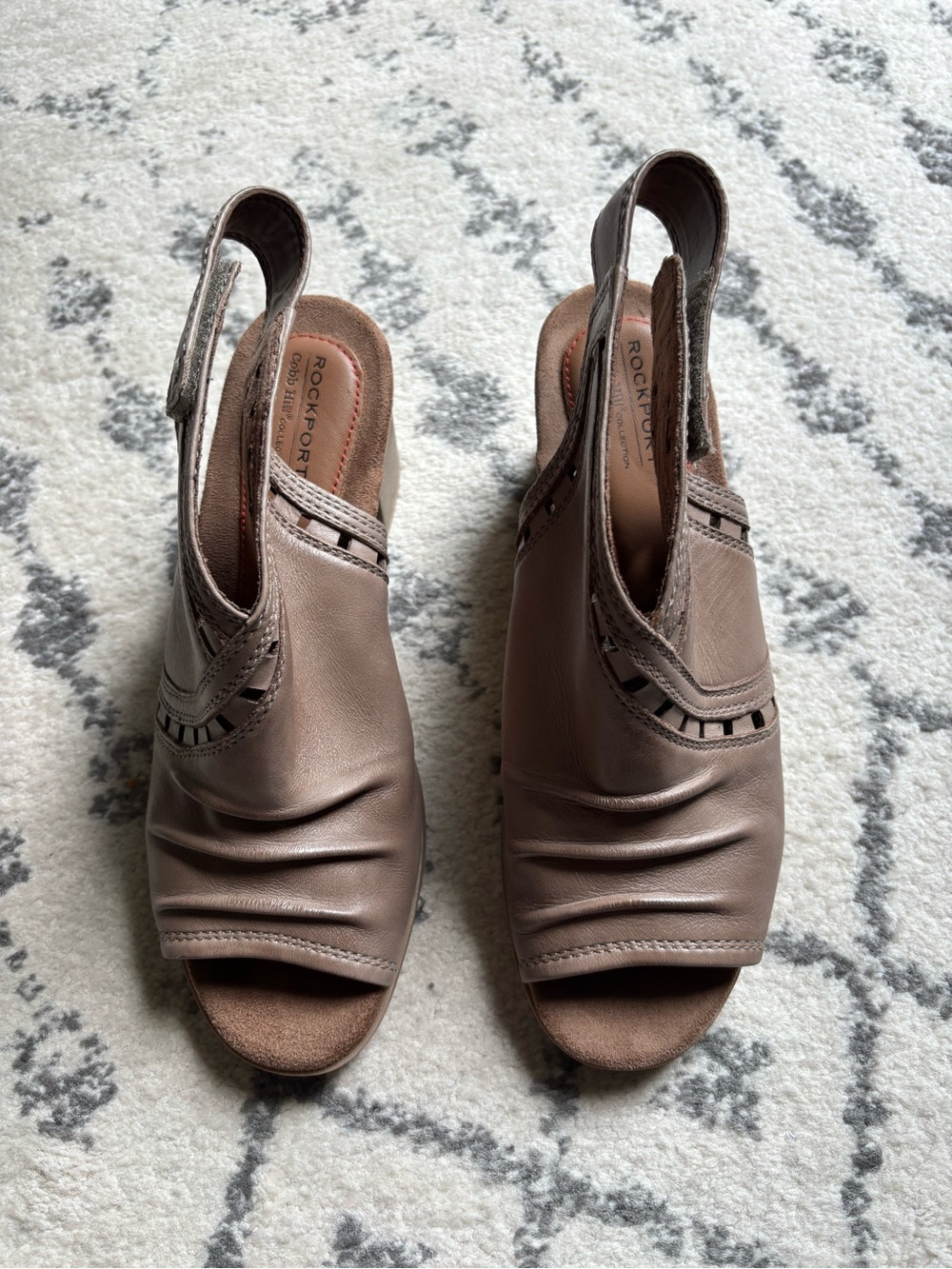 Rockport lazer-cut leather slingback heel sandals